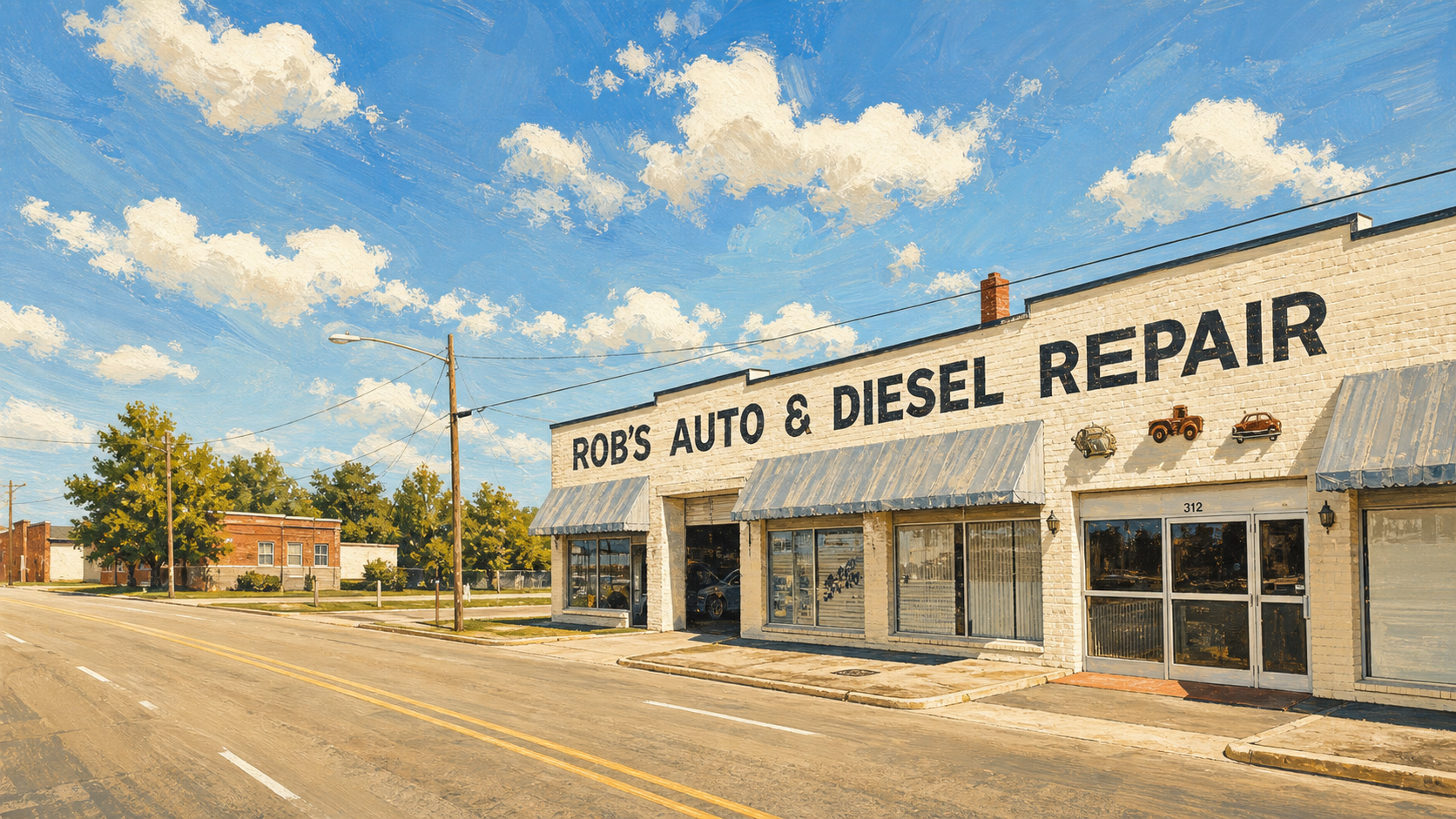 Illustration of Rob's Auto & Diesel Repair on Washington Street